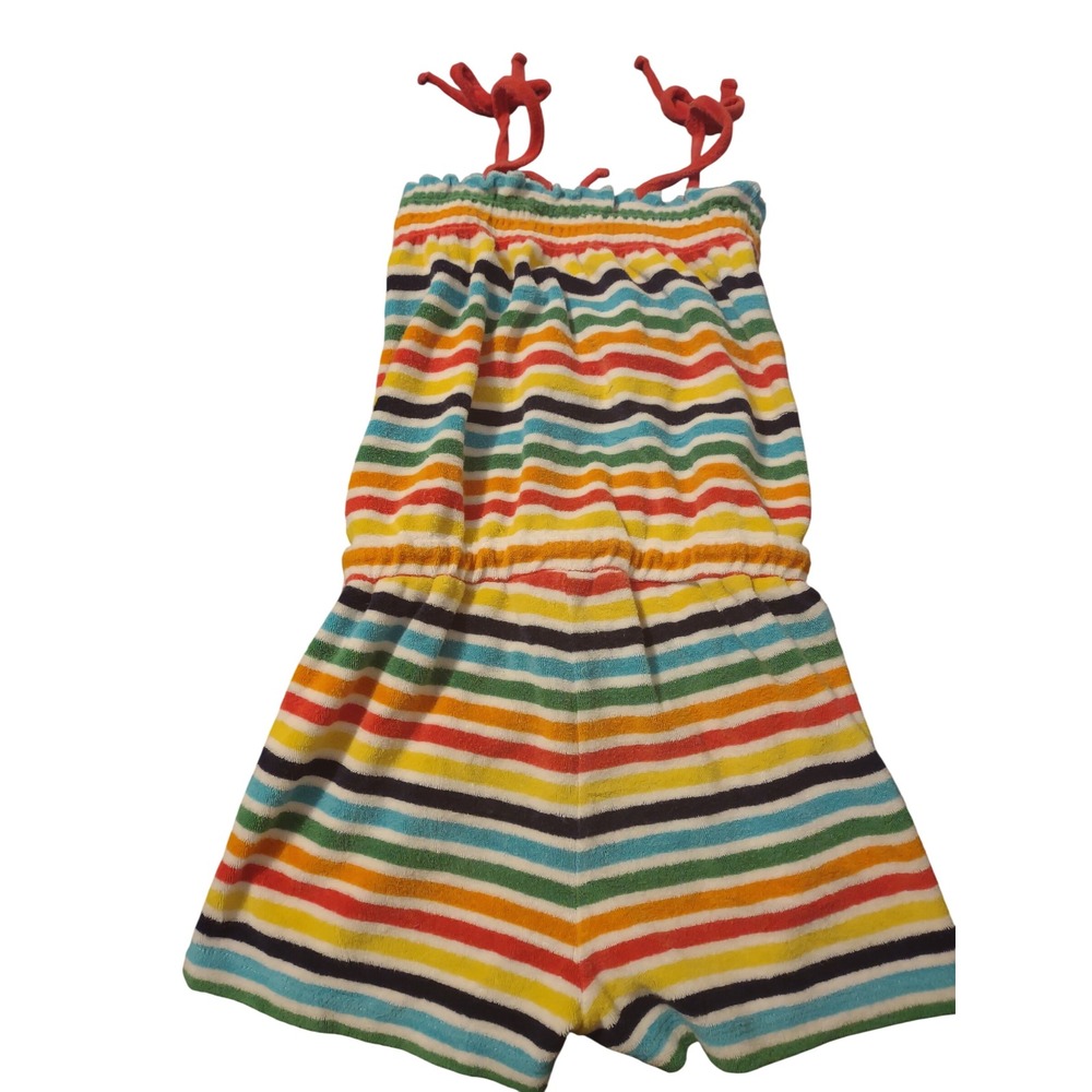 Hanna Andersson Girls Rainbow Stripe‎ Terry Cloth Romper US 6-7 120cm